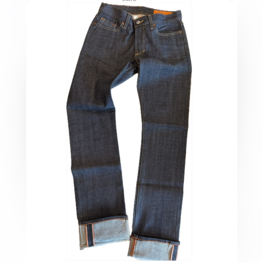 Rare! JEAN Shop Raw Denim Jeans Selvedge Edge -USA-NWOT. Slim Fit Straight 26 M.